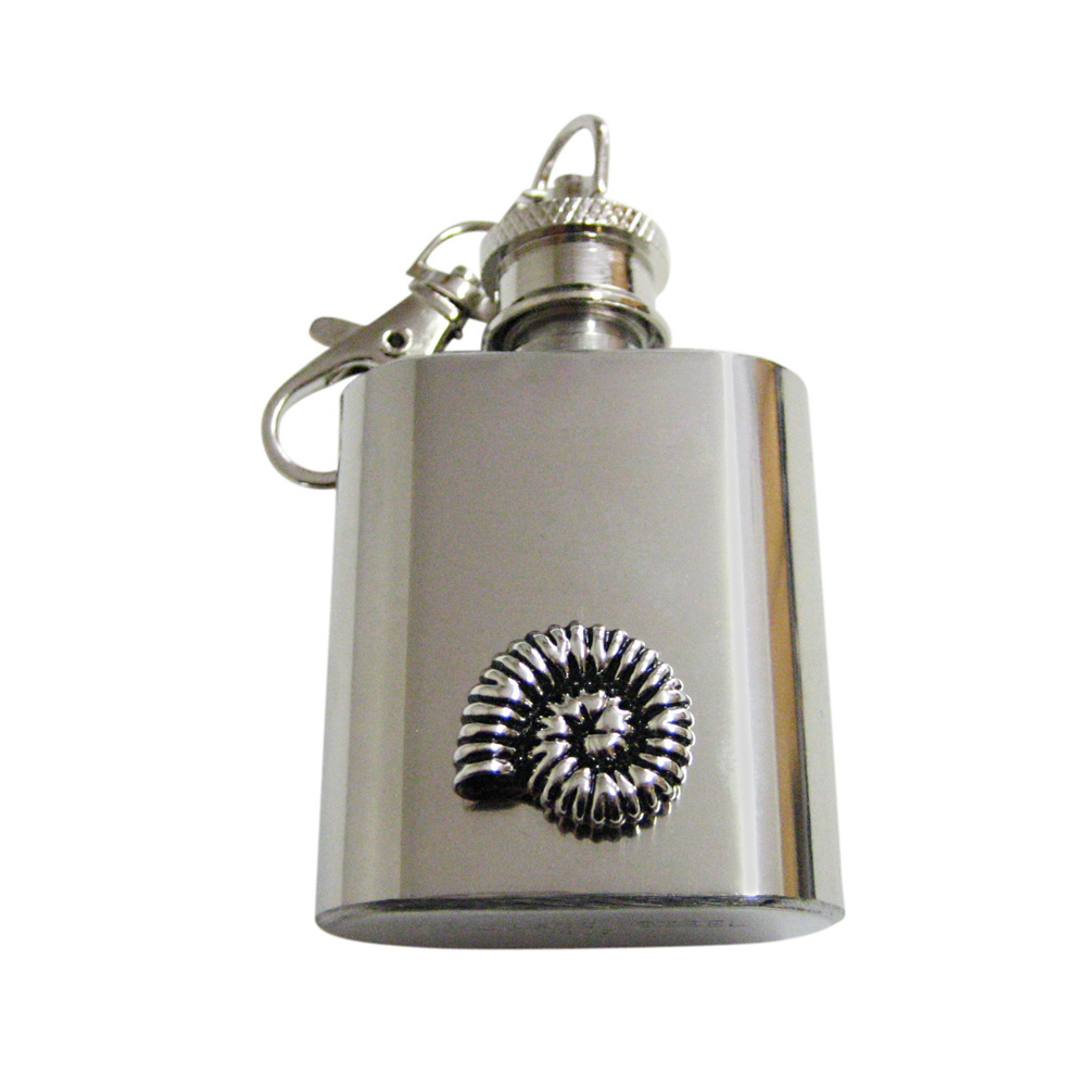 Textured Ammonite Fossil Design Keychain Flask - image 1